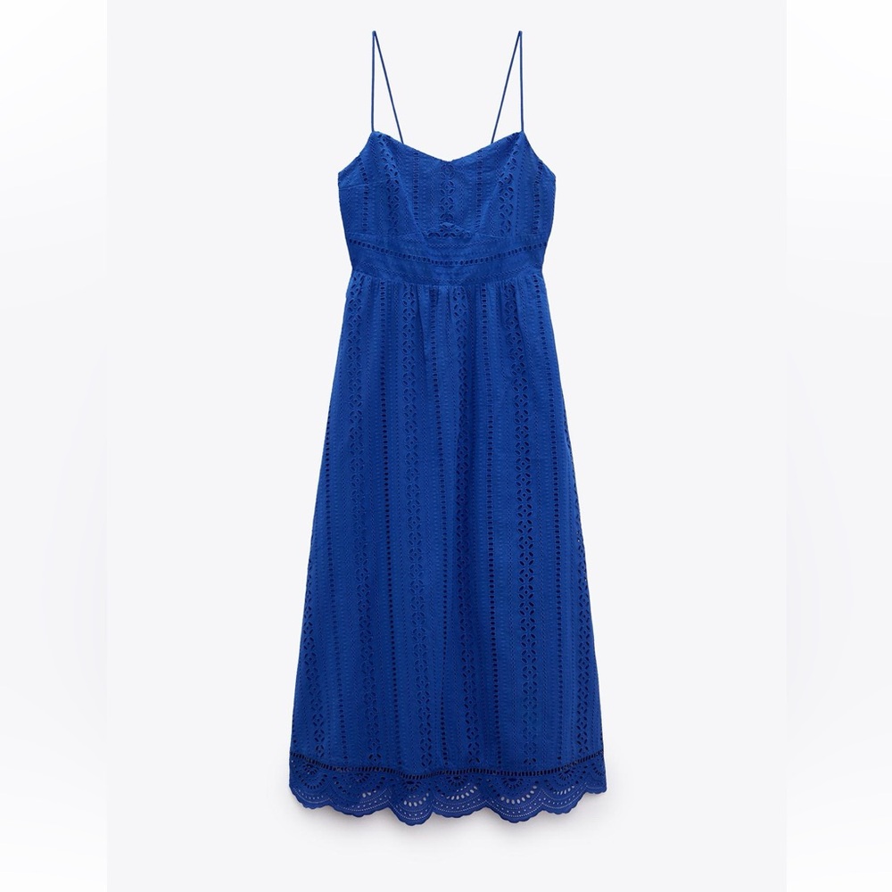 Zara embroidered midi dress